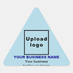 Business Name, Logo and Tagline on Light Blue Triangle Sticker