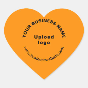 Business Name, Logo and Website on Orange Colour Heart Sticker