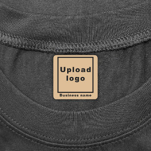 Business Name & Logo on Light Brown Square Iron On