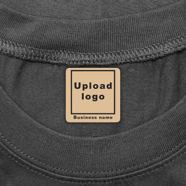 Business Name & Logo on Light Brown Square Iron On (Light brown square iron on label with your business name and logo)