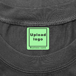 Business Name & Logo on Light Green Square Iron On