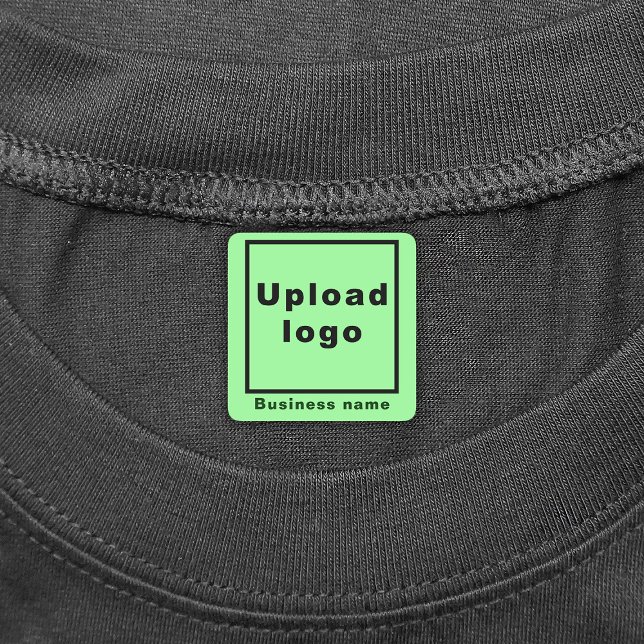 Business Name & Logo on Light Green Square Iron On (Light green square iron on label with your business name and logo)