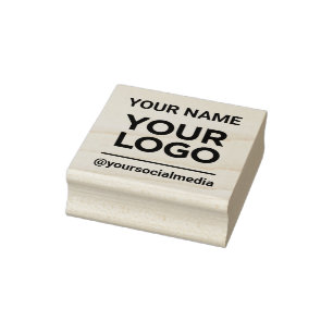 Business Name Logo Social Media Modern Simple Rubber Stamp