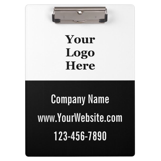 Business Name Logo Website Phone No. Black & White Clipboard (Front)