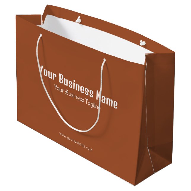Business Name Modern Minimal Sienna Brown Template Large Gift Bag (Back Angled)