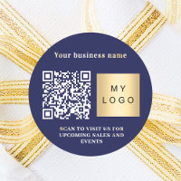 Business name navy blue logo qr code