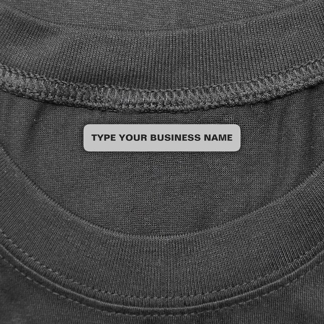Business Name on Grey Rectangle Iron On Label (Brown rectangle iron on label with your business name)