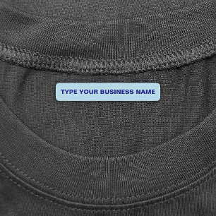 Business Name on Light Blue Rectangle Iron On