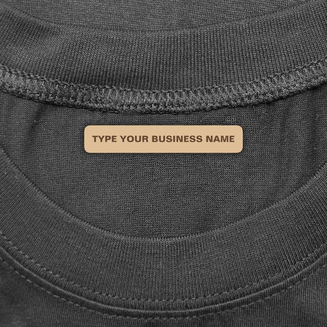 Business Name on Light Brown Rectangle Iron On (Light brown rectangle iron on label with your business name)
