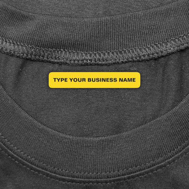 Business Name on Yellow Rectangle Iron On Label (Yellow rectangle iron on label with your business name)