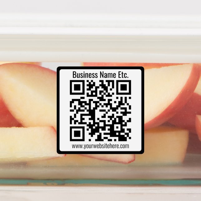 Business Name or other info & Customisable QR Code (Affixed)