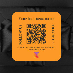 Business name orange qr code Instagram Square Sticker