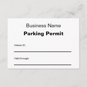 Business Name Parking Permit Card