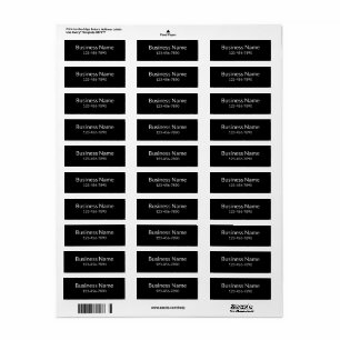 Business Name Phone Number Black Product Label