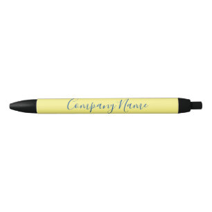 Business Name Phone Number Yellow Blue Script Black Ink Pen