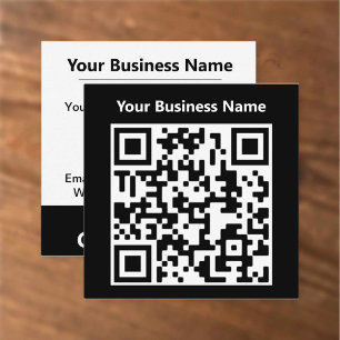 Business Name plus QR Code on a  Square Business Card