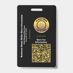 Business Name QR Code Bar Code Custom  Badge ID Badge