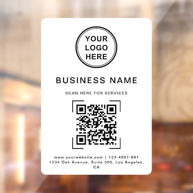 Business Name QR Code Logo White Window Cling (Sheet 2)