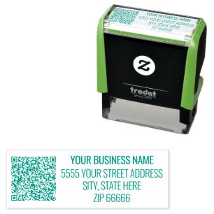 Business Name QR Code Return Address Stamp Example