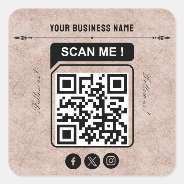 business name qr code  sticker (Front)