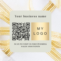 Business name sage green logo qr code
