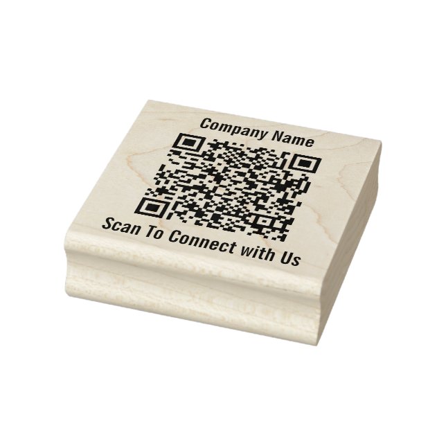 Business Name Scan to Connect QR Code Template  Rubber Stamp (Stamp)