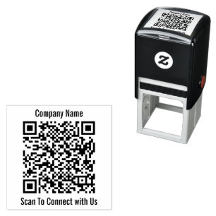 Business Name Scan to Connect QR Code Template  Self-inking Stamp