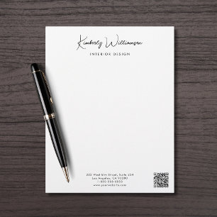 Business Name Signature Script QR Code Custom Letterhead