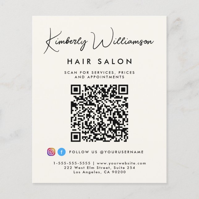 Business Name Signature Script QR Code Flyer (Front)