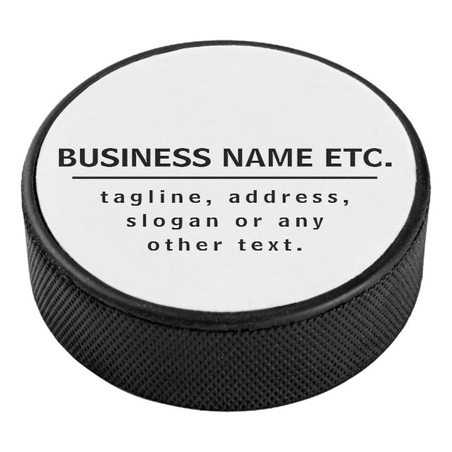 Business Name & Slogan/other text | Black & White Hockey Puck (3/4)