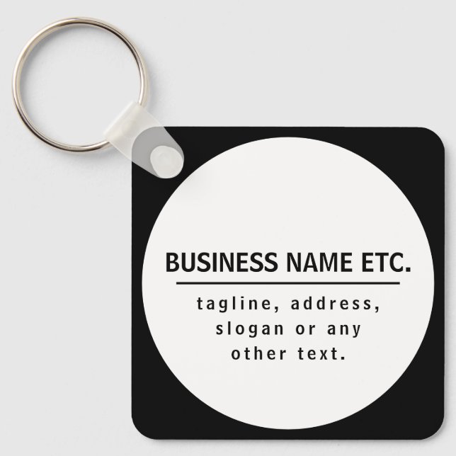 Business Name & Slogan/other text | Black & White Key Ring (Front)
