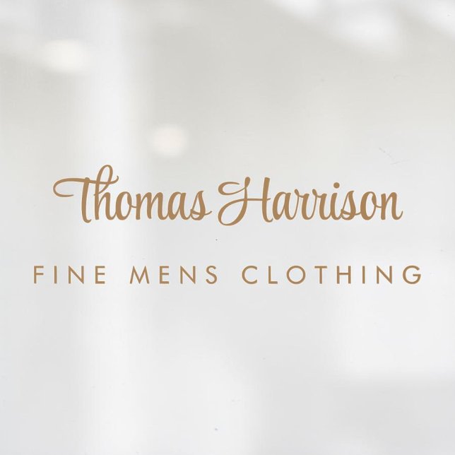Business Name Stylish Gold Signature Script Window Cling (Business Name Stylish Gold Signature Script Window Cling)