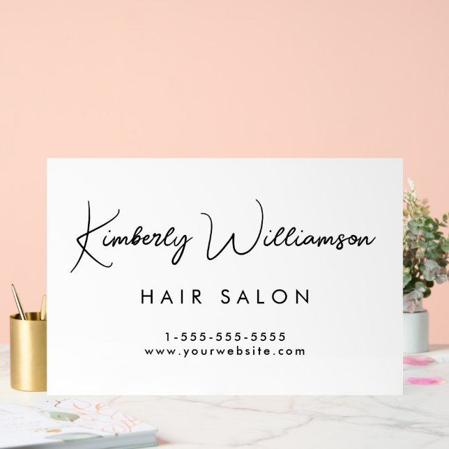 Business Name Stylish Signature Script White Acrylic Sign (Wedding)