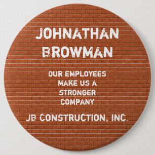 Business Name Tag Red Brick Employee Recognition 6 Cm Round Badge