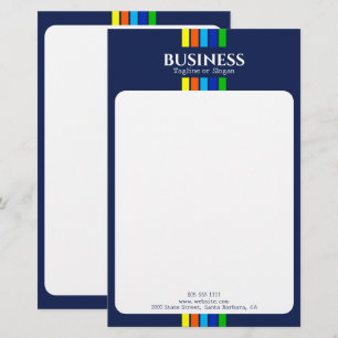 Business Name Tagline Modern Stripes Blue Stationery