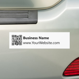 Business Name Website QR Code Black and White Bumper Sticker