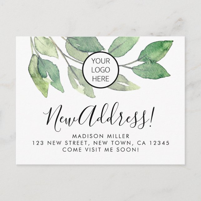 Business New Address Logo Moving Announcement Postcard (Front)
