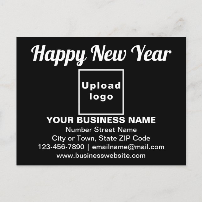 Business New Year Greeting on Black Postcard (Front)