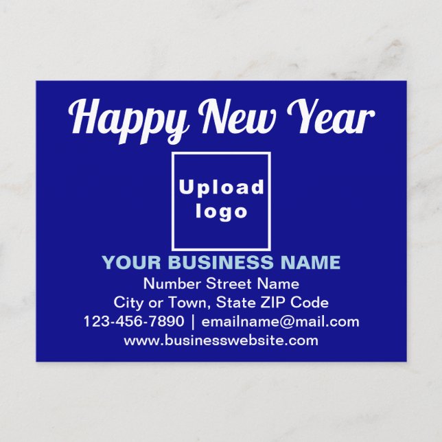 Business New Year Greeting on Blue Postcard (Front)