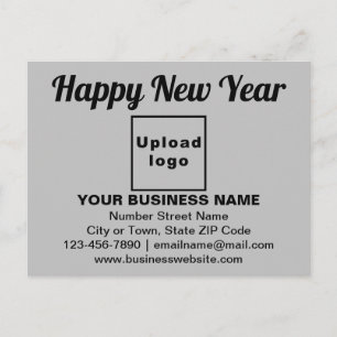 Business New Year Greeting on Grey Postcard