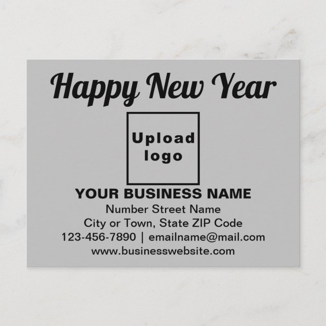 Business New Year Greeting on Grey Postcard (Front)