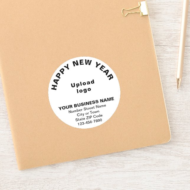 Business New Year Greeting on White Round Vinyl (Notebook)