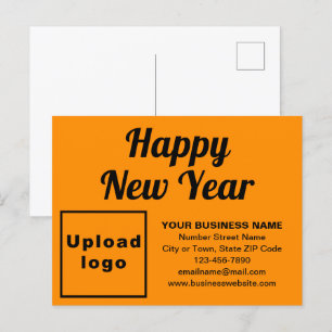 Business New Year Orange Colour Holiday Postcard