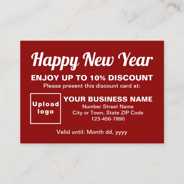 Business New Year Red Discount Card (Front)