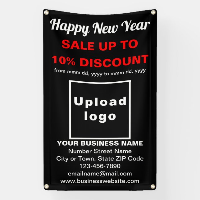 Business New Year Sale on Black Banner (Vertical)