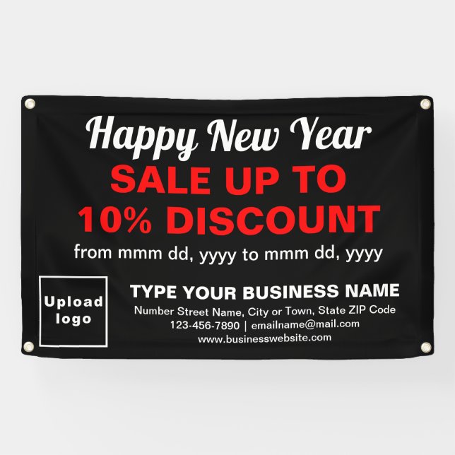 Business New Year Sale on Black Rectangle Banner (Horizontal)