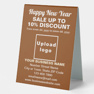 Business New Year Sale on Brown Table Sign