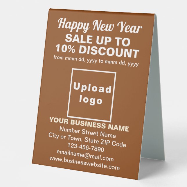 Business New Year Sale on Brown Table Sign (Front)