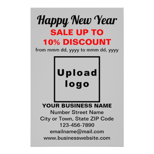 Business New Year Sale on Grey Photo Paper Print (Front)