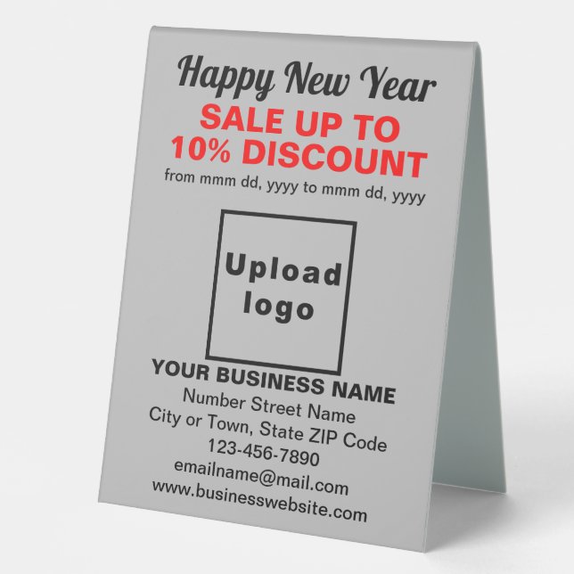 Business New Year Sale on Grey Table Sign (Front)